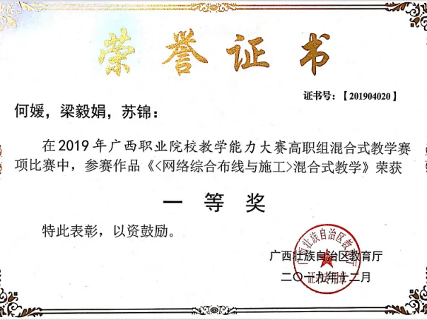 2020年广西职业院校技能大赛（高职组）教学能力比赛一等奖